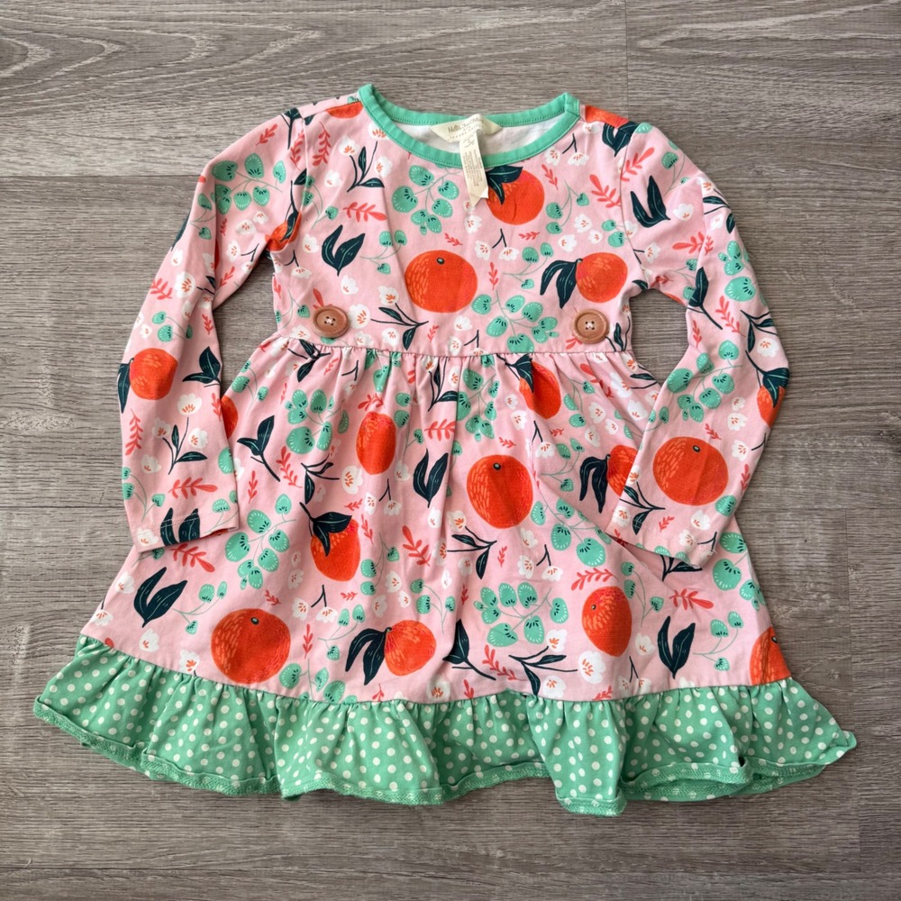 Matilda Jane Girls Pink Orange Clementine Polka Dot Dress Size 2
